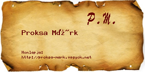 Proksa Márk névjegykártya